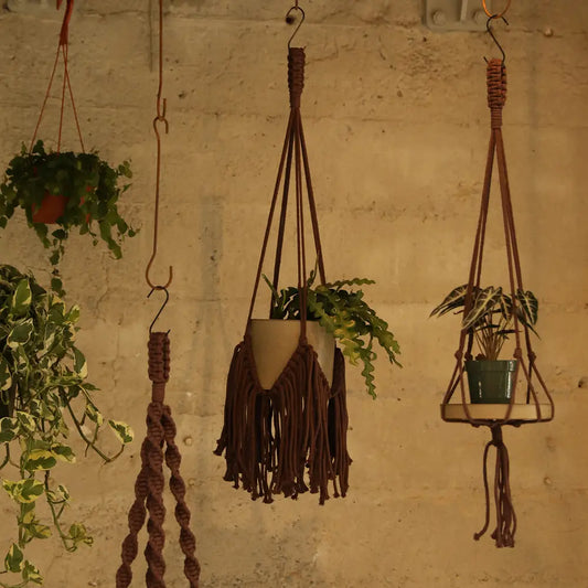 Fringed Plant Hanger - Dark Brown