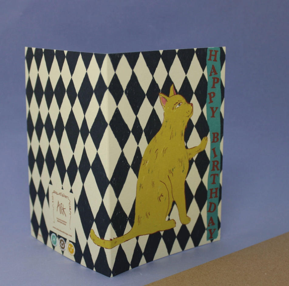 Happy Birthday Checkerboard Cat
