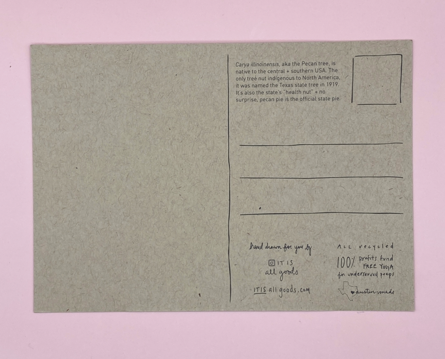 Big Love Texas Pecan | Postcard